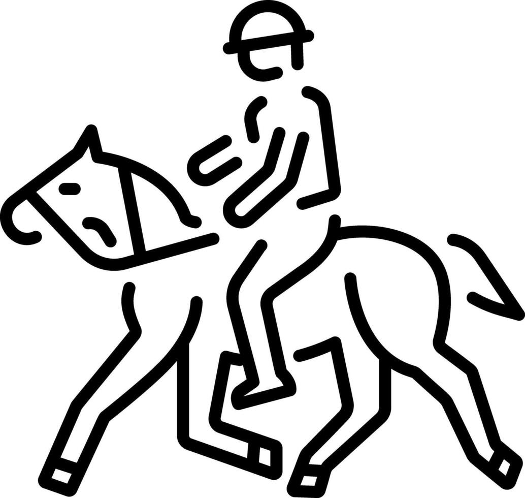 A linear icon representing a character doing horse riding vector
