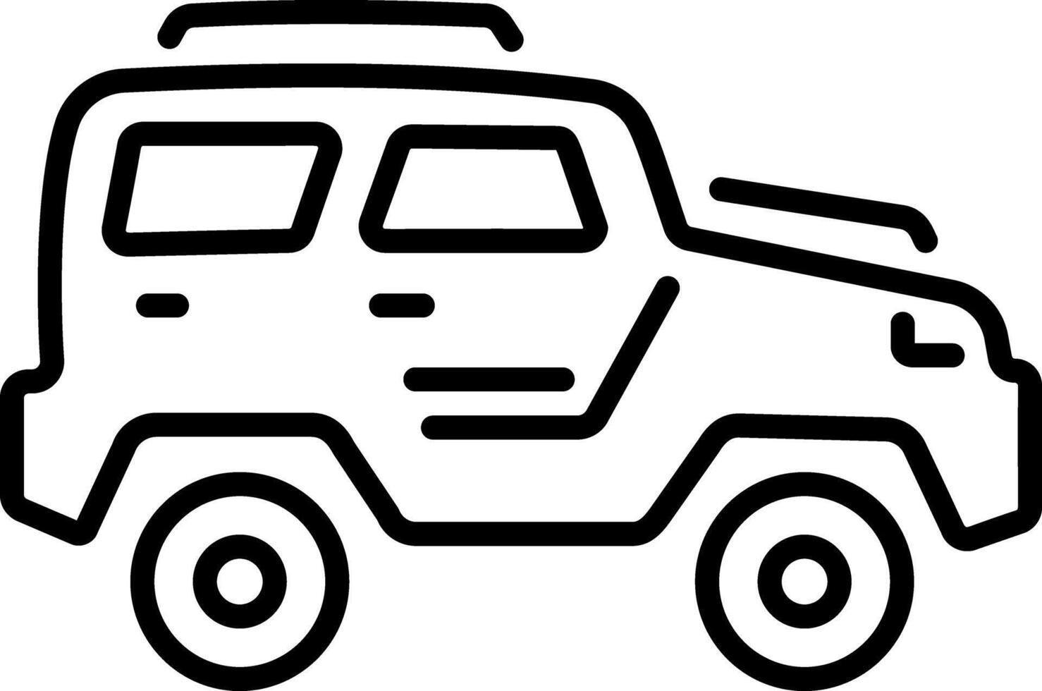 A line style icon representing a hunting jeep vector
