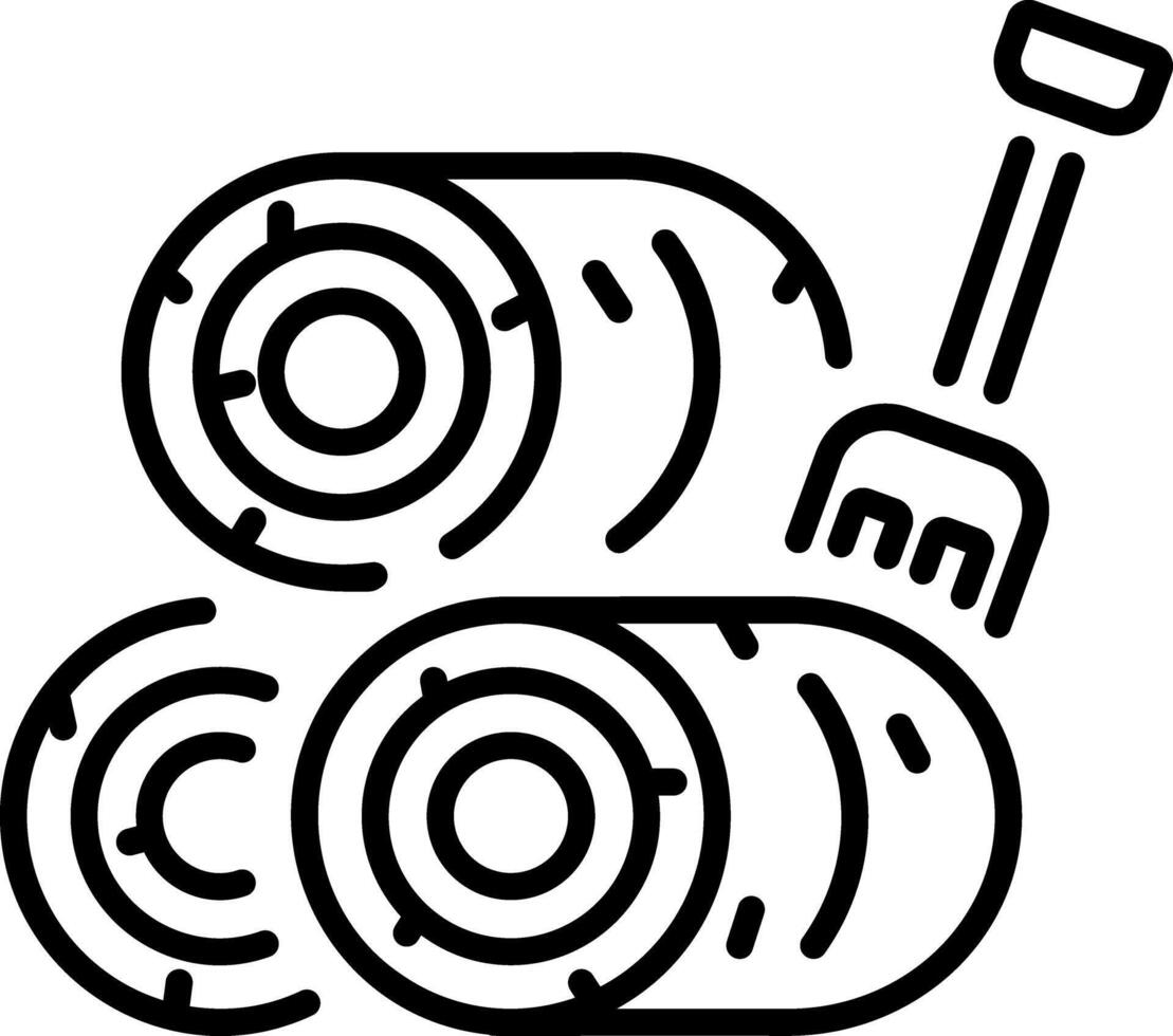 An outline style icon depicting hay bale vector