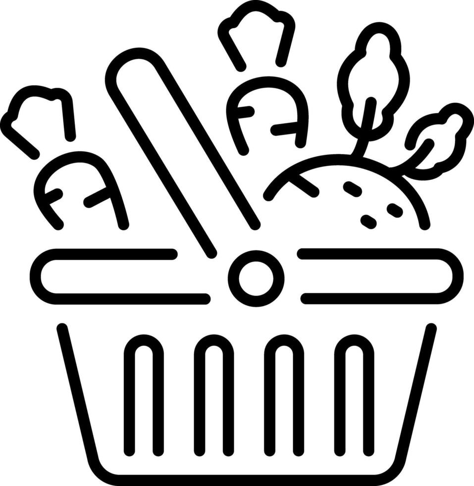 A line style icon showing vegetable basket vector