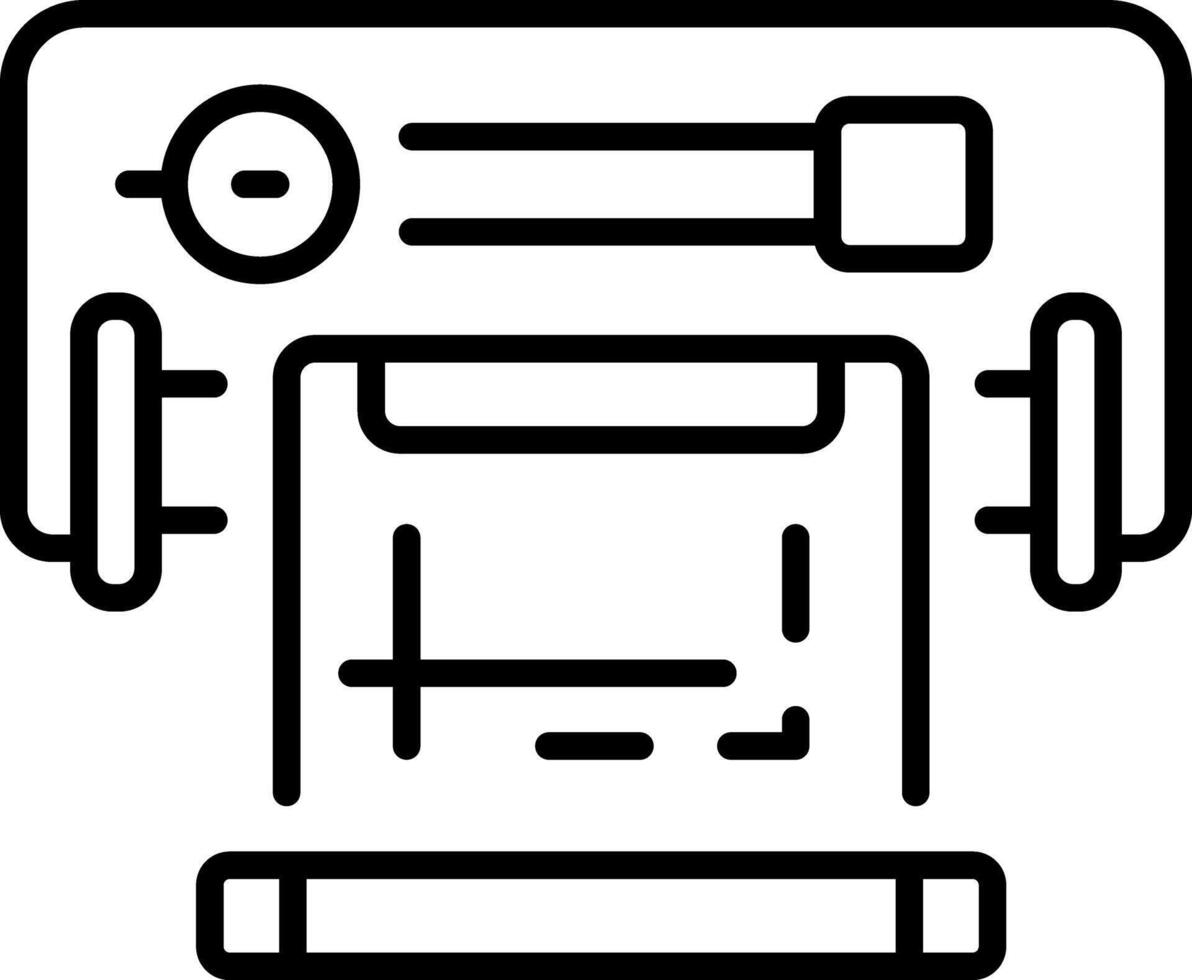 A line style icon showing printing machine vector