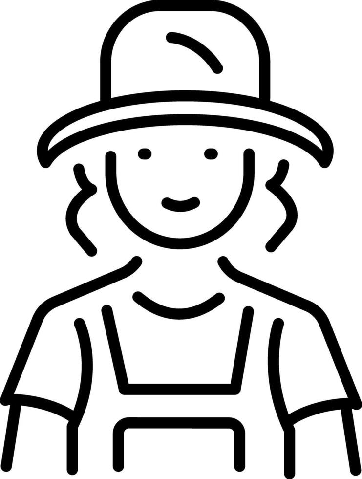 An outline style icon depicting female farmer vector