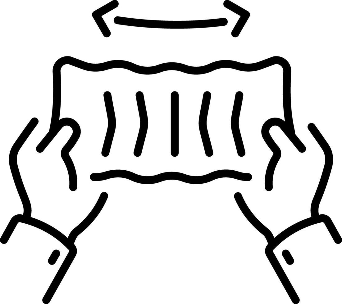 A line style icon showing stretching fabric vector