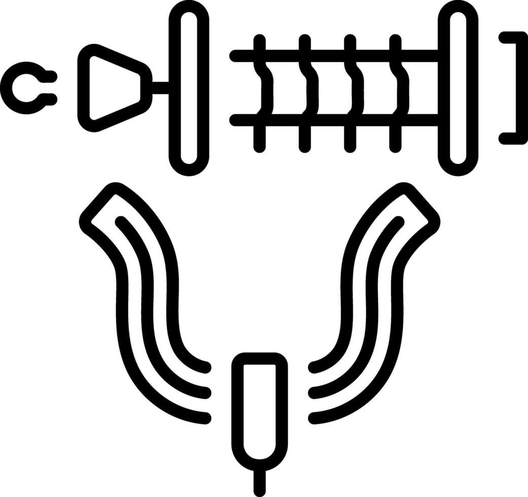 An outline style icon depicting tambour hook vector