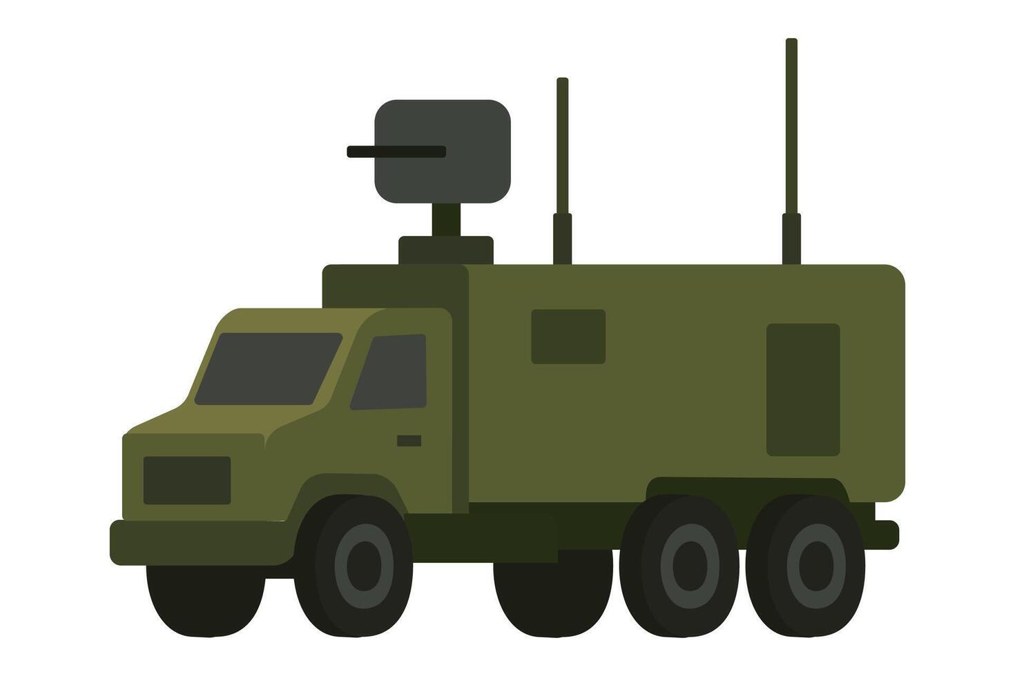 Military communication vehicle designed for tactical operations in remote locations vector