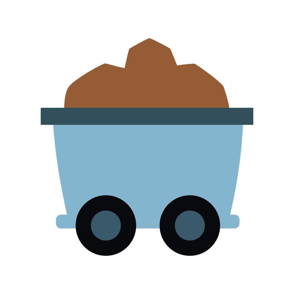 Cart filled with brown soil in a mining operation setting viewing from a simple perspective vector