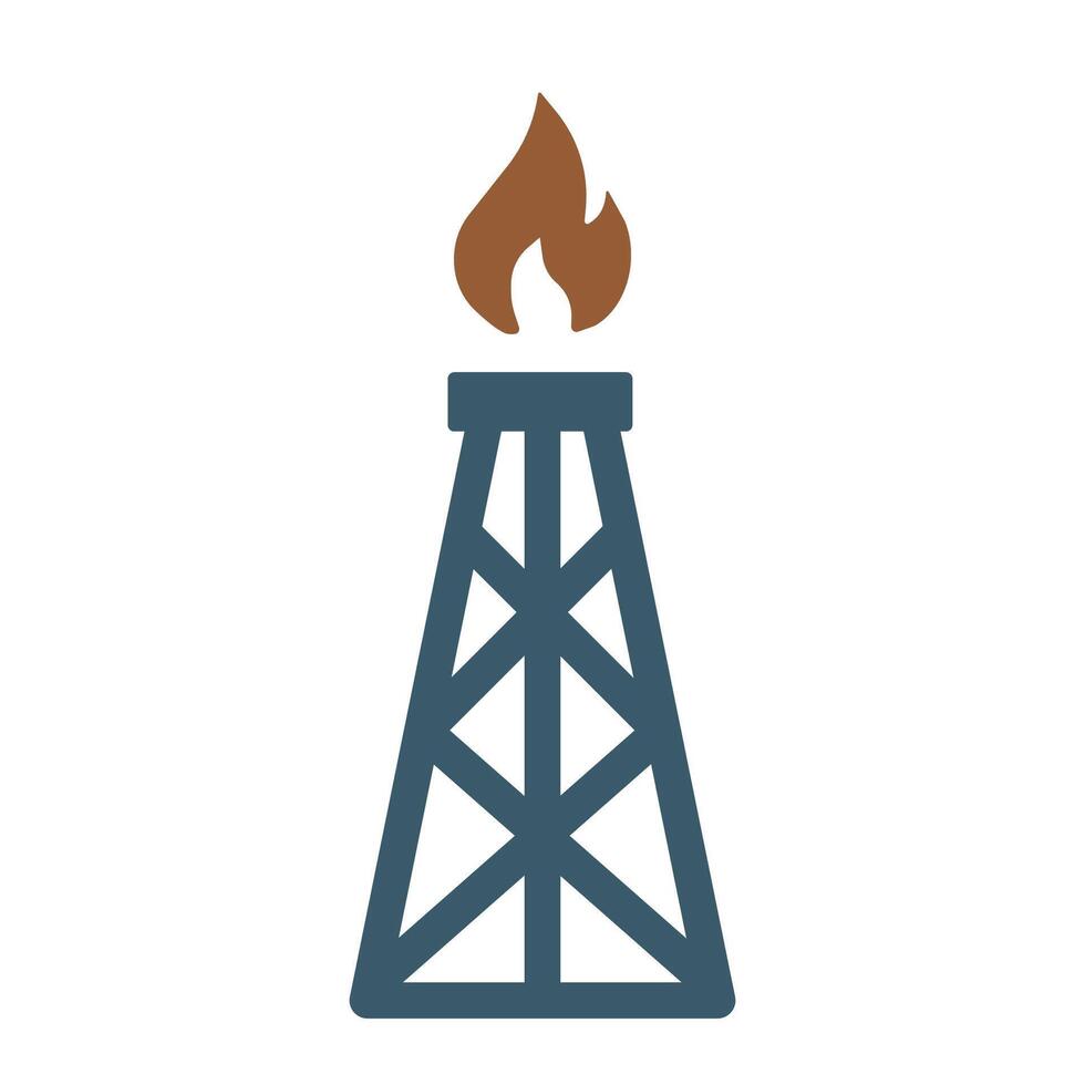 Oil rig with flame symbolizing energy production and industrial activity in modern society vector
