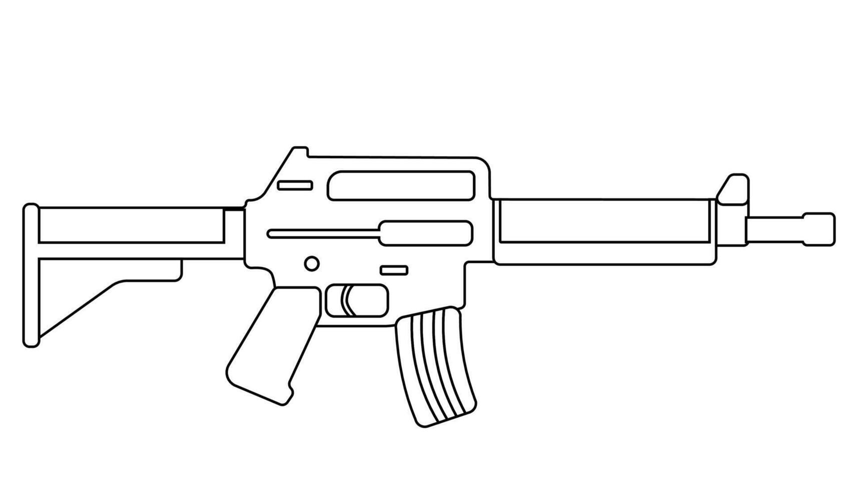 Detailed outline of a modern rifle showcasing features and design elements vector
