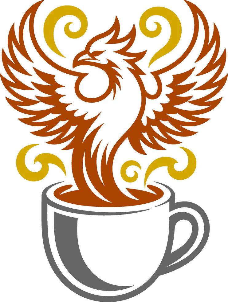 A phoenix bird in a cup of coffee vector