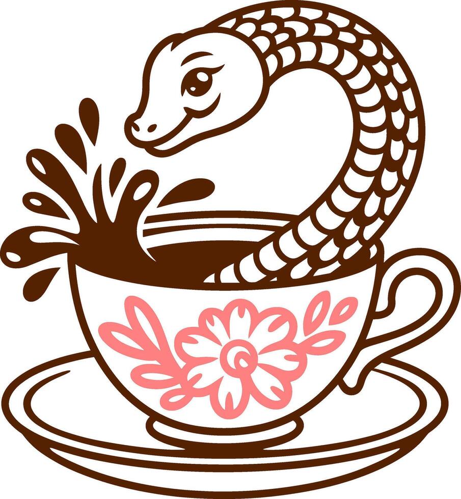 A serpent in a cup of tea vector