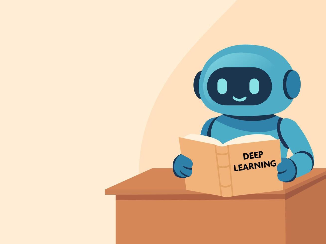 AI Robot Studying Deep Learning at a Desk vector