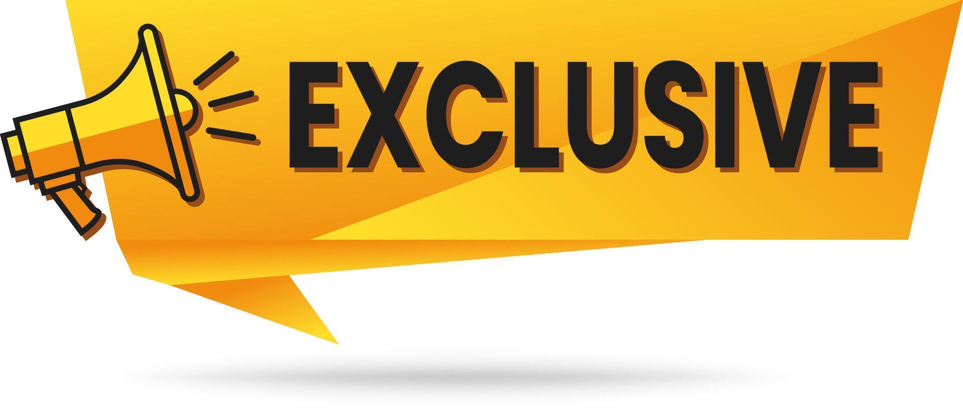 Exclusive Yellow Ribbon Megaphone Tag for VIP Promotions and Ads, Limited Access Label vector