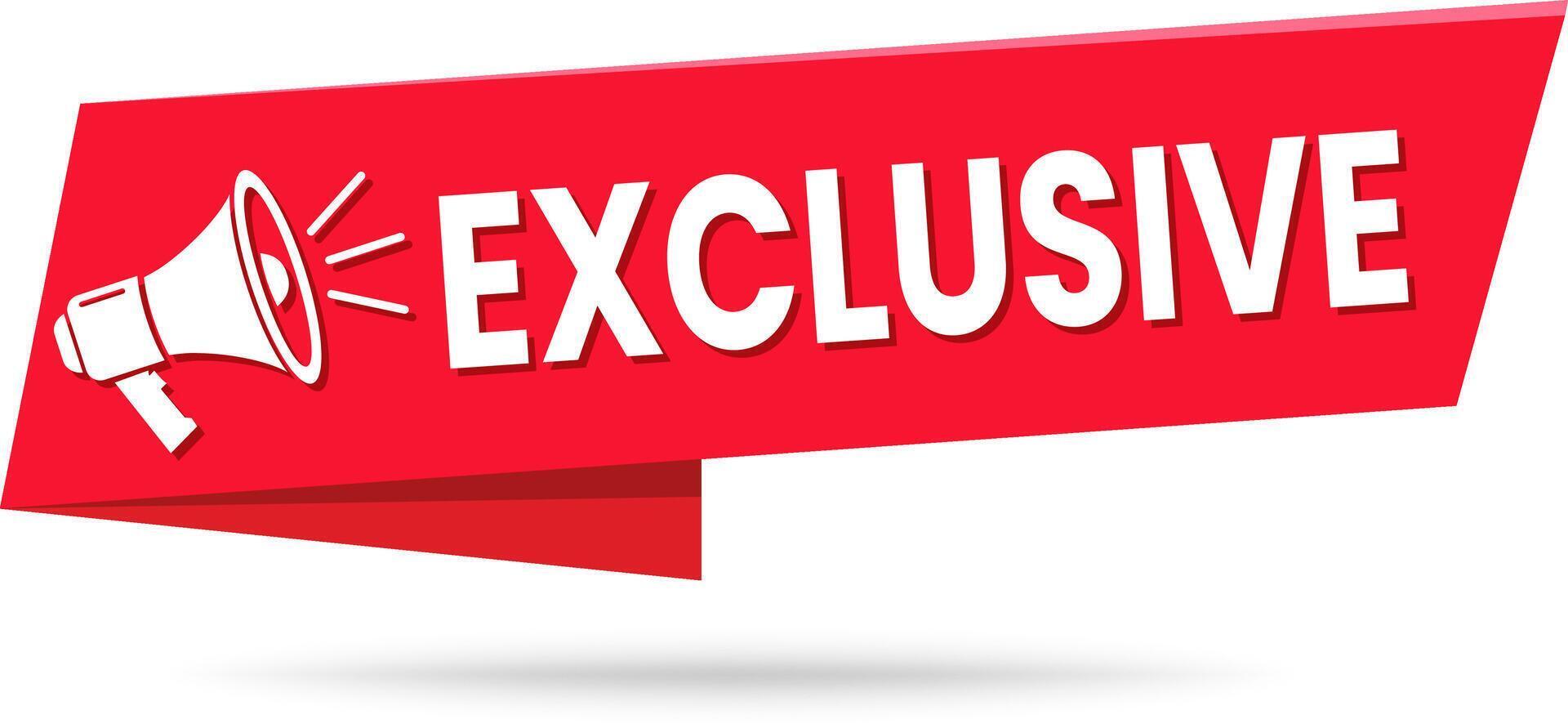 Exclusive Banner Megaphone Label for Promotions, Sales, and Ads, Special Offer Badge, vector