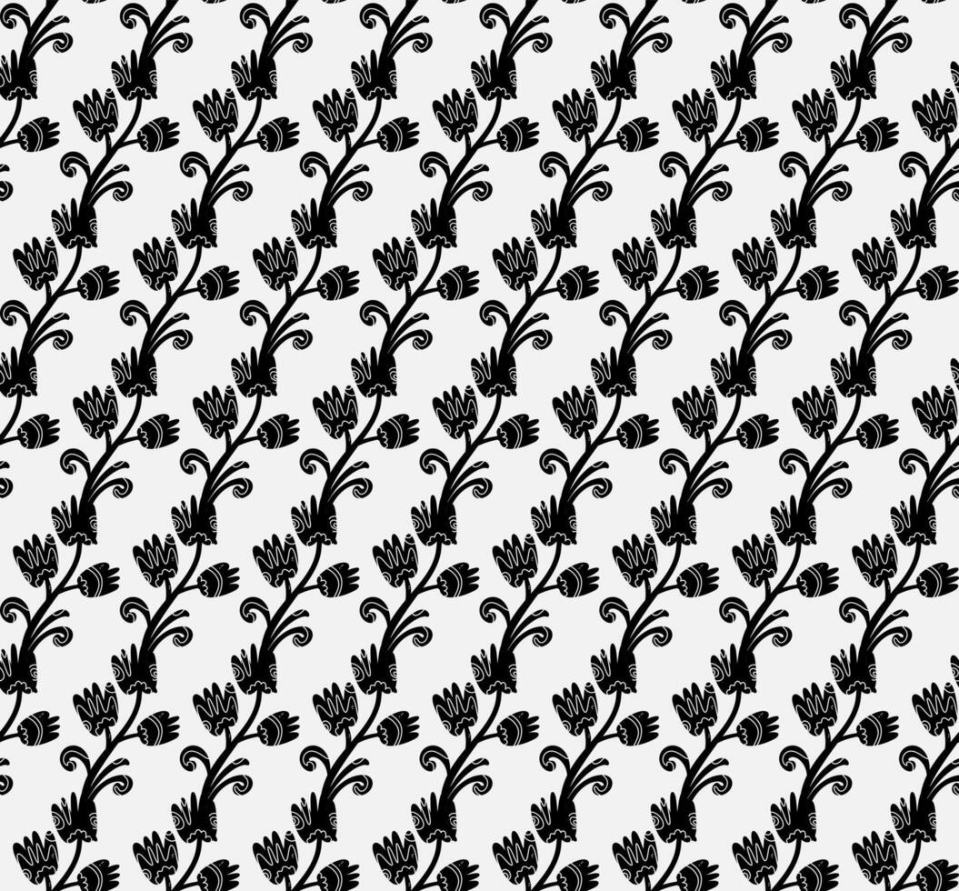 a black and white, pattern. with flowers vector