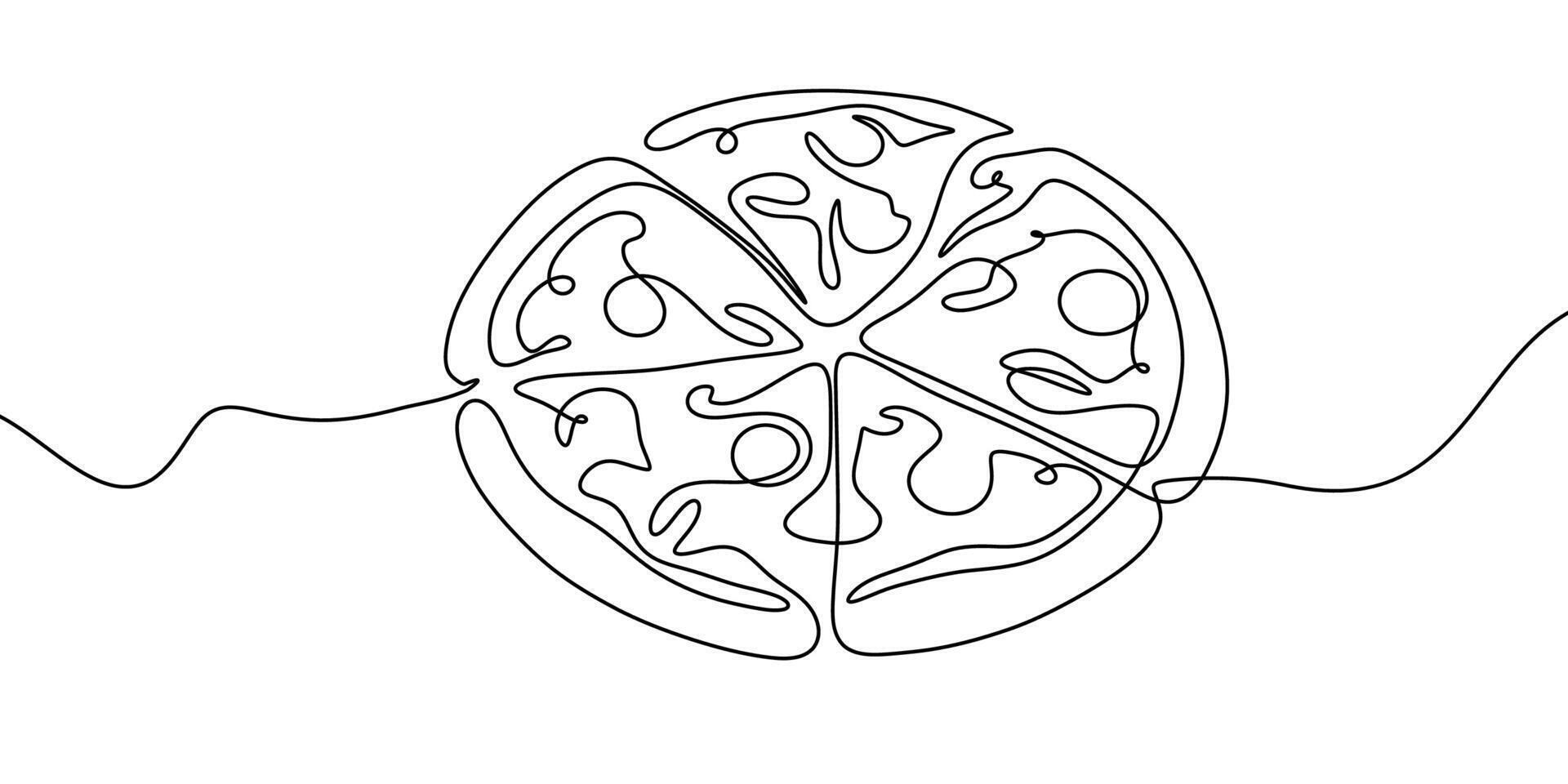 White illustration pizza slice icon cheese food hand drawn background sketch. Continuous line pizza set isolated pizzeria outline symbol doodle italy menu eat piece art design logo italian vector