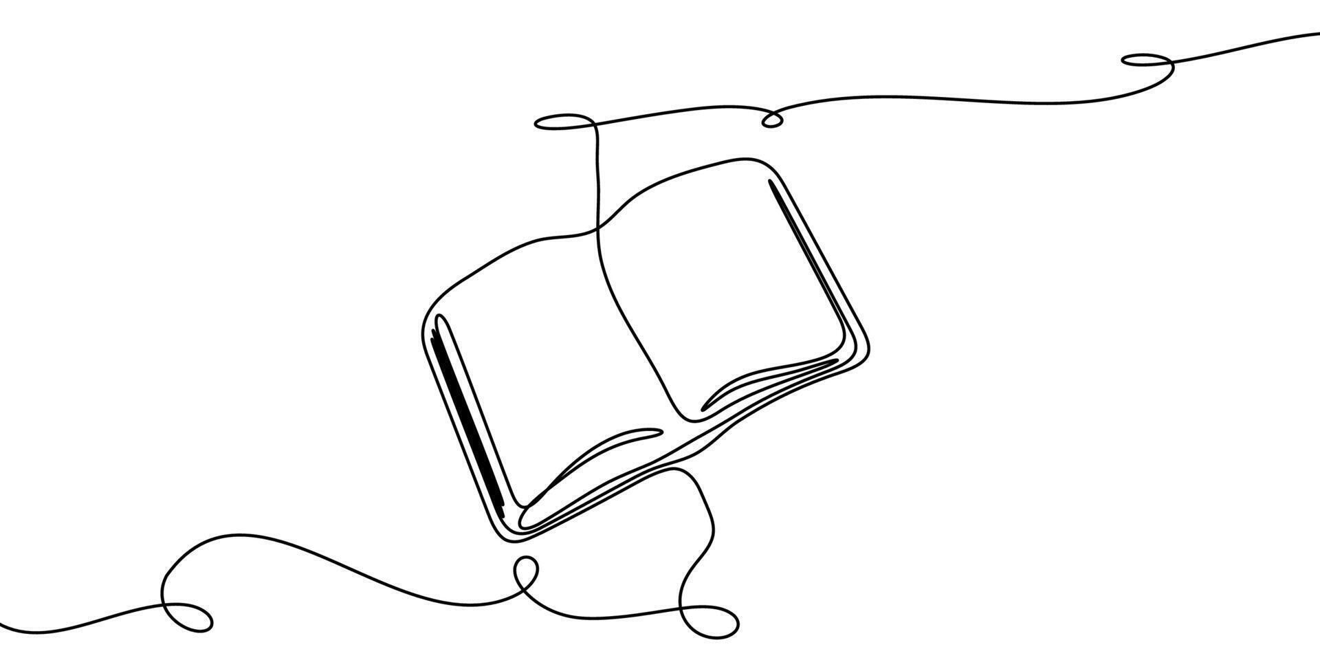 Line art book open read education illustration school one continuous icon. Sketch book line doodle hand bible background library drawn stack outline old shelf paper research pen study write. vector