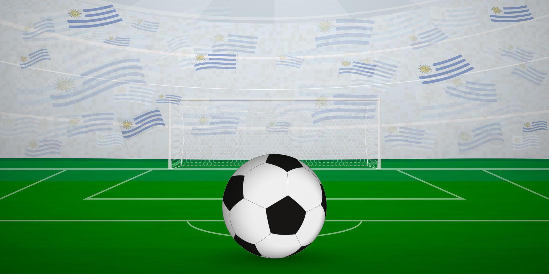 Uruguayan Football Arena Full of Fans with National Flags, Sports Event Illustration. vector