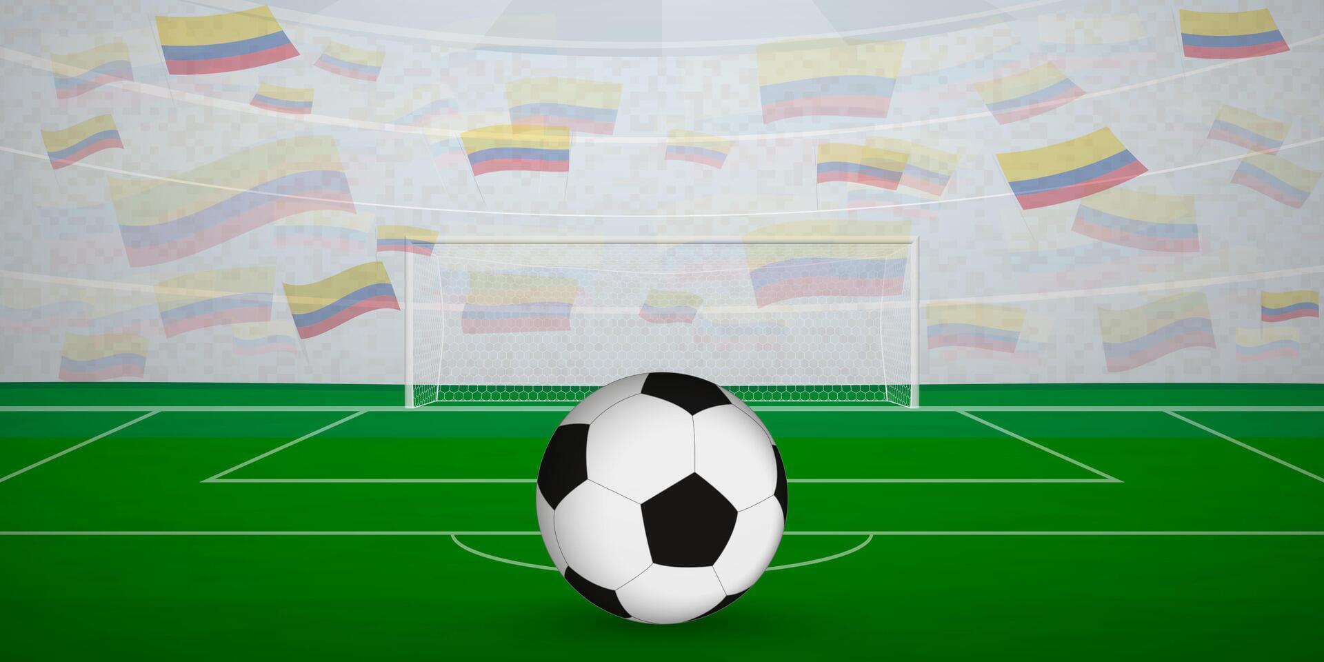 Colombian Football Arena Full of Fans with National Flags, Sports Event Illustration. vector