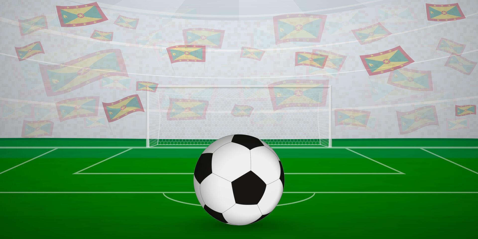Grenadian Football Arena Full of Fans with National Flags, Sports Event Illustration. vector