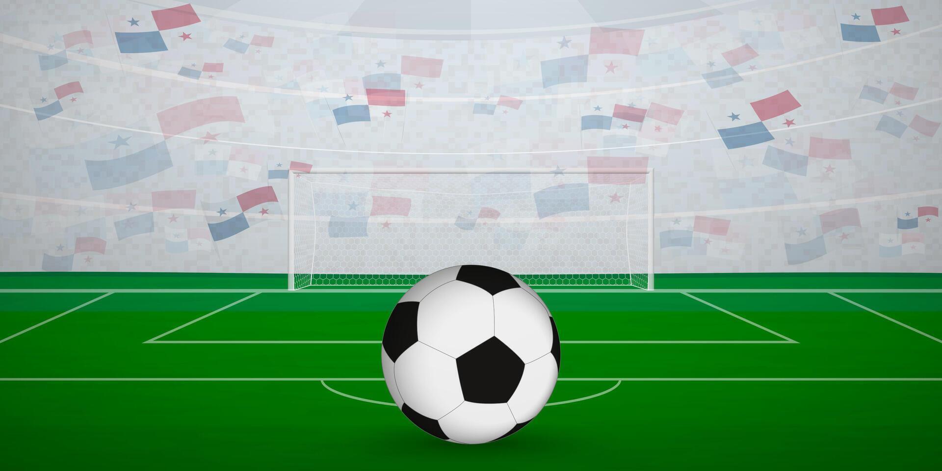 Panamanian Football Arena Full of Fans with National Flags, Sports Event Illustration. vector