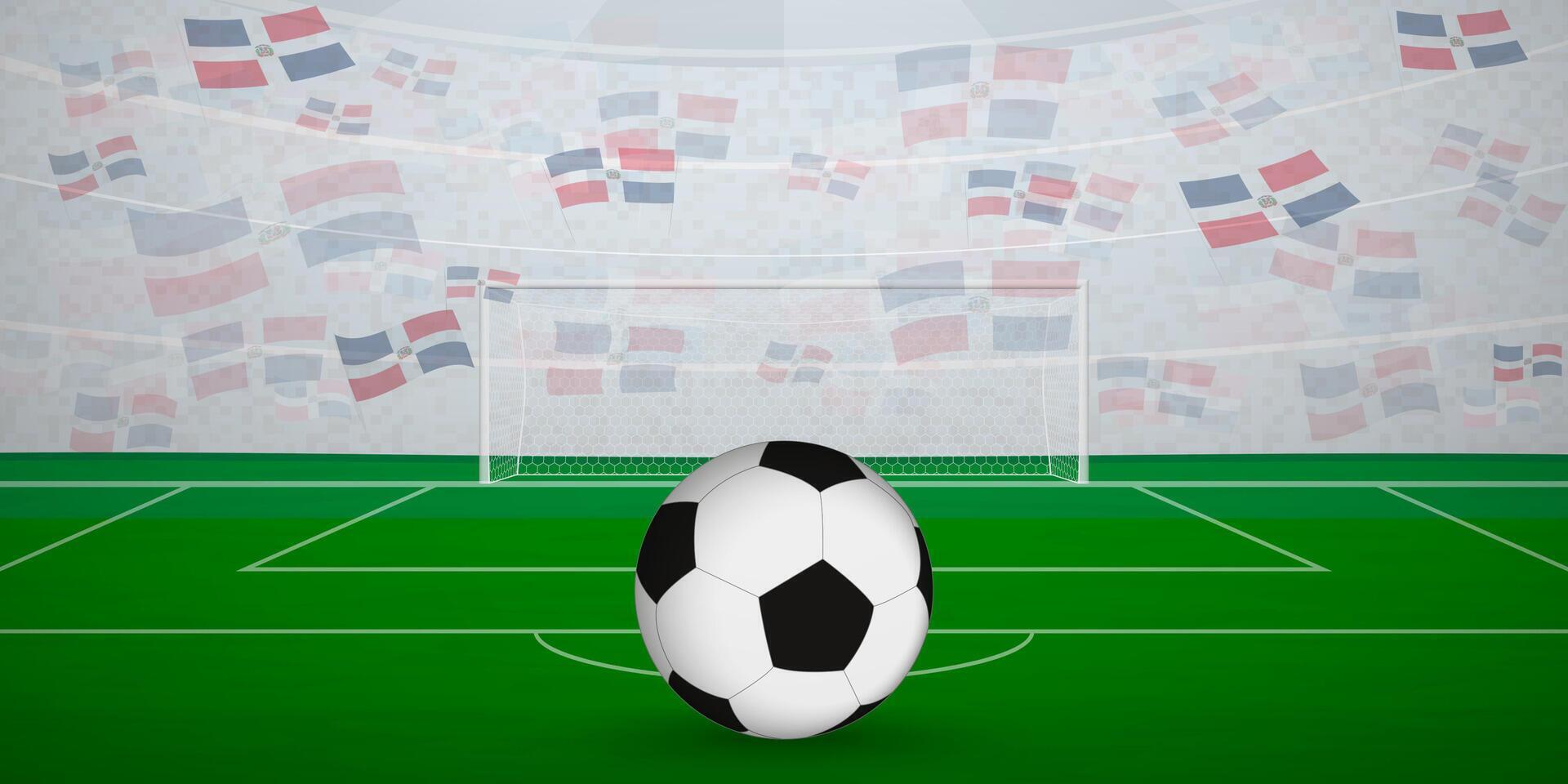 Dominican Football Arena Full of Fans with National Flags vector