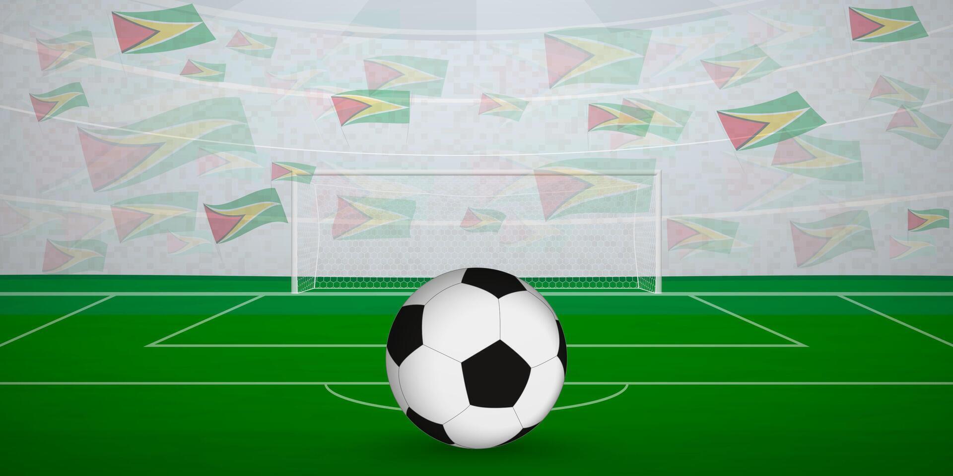 Guyanese Football Arena Full of Fans with National Flags, Sports Event Illustration. vector