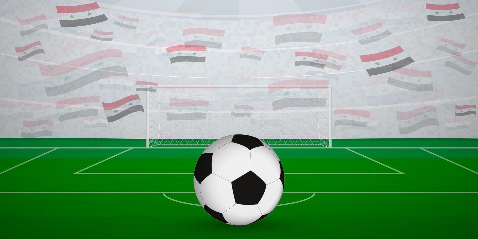 Syrian Football Arena Full of Fans with National Flags, Sports Event Illustration. vector