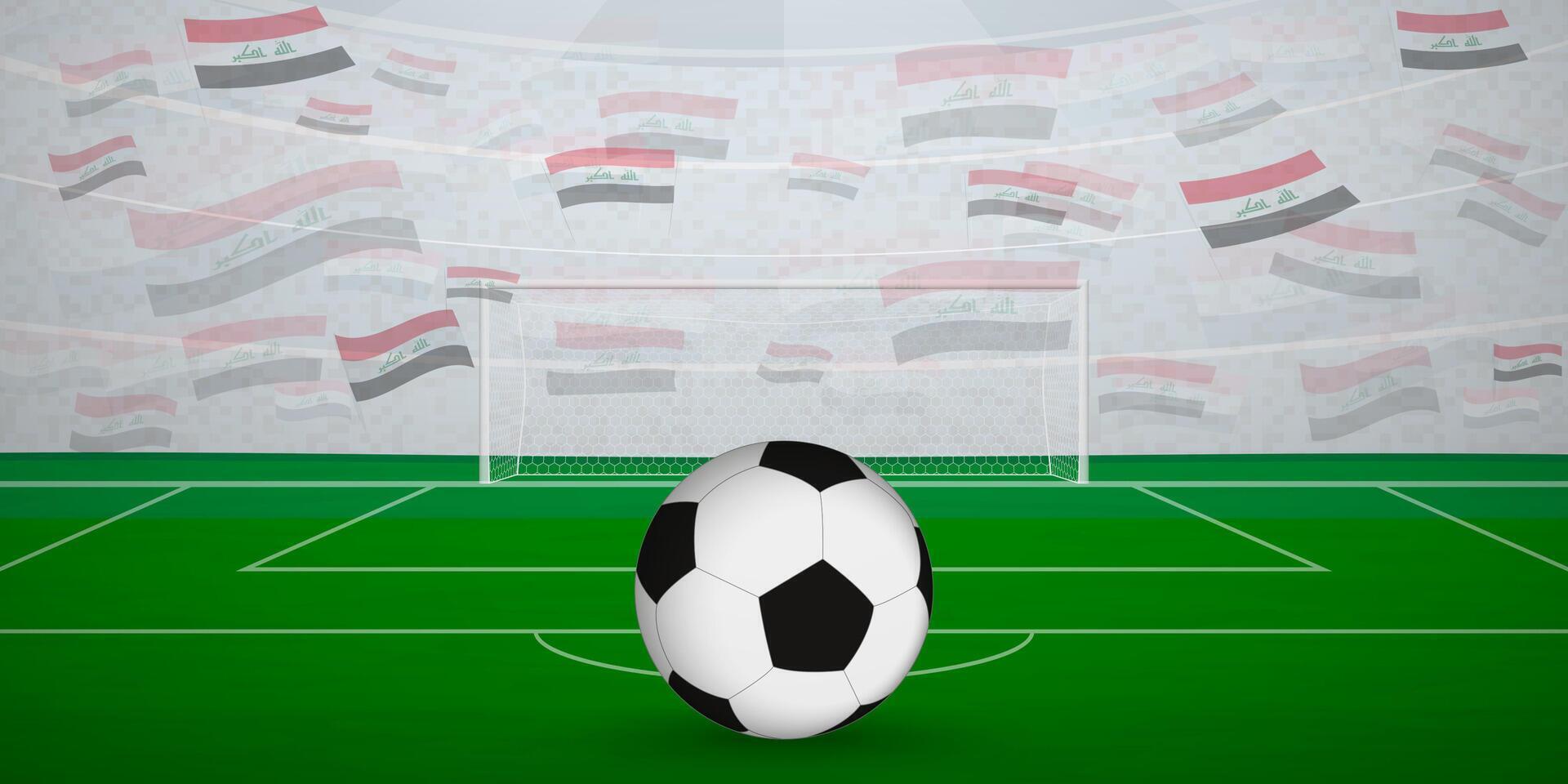 Iraqi Football Arena Full of Fans with National Flags, Sports Event Illustration. vector