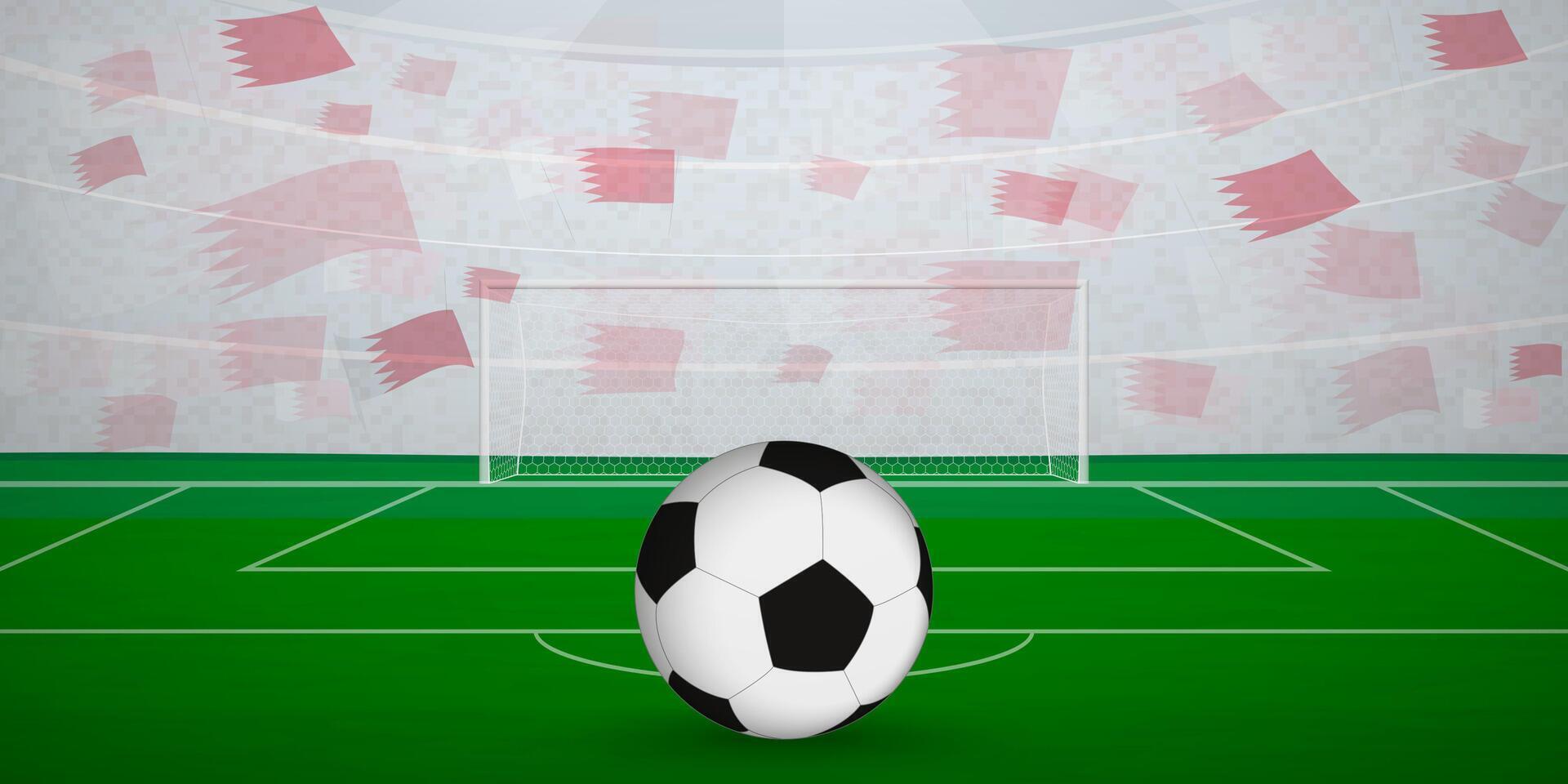 Bahraini Football Arena Full of Fans with National Flags, Sports Event Illustration. vector