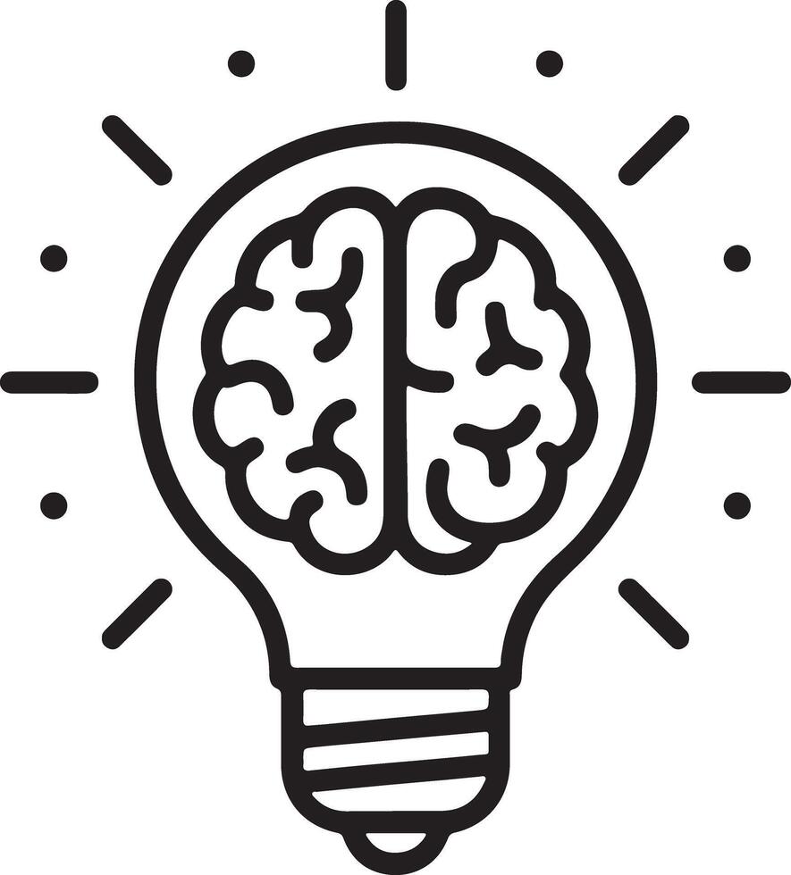 Bright Idea A Sparkling Light Bulb with a Human Brain Inside, Symbolizing Creative Inspiration and Intellectual Brilliance vector