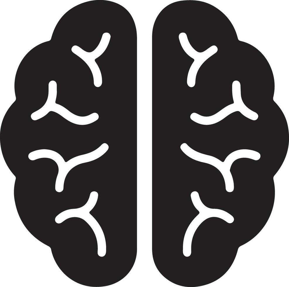 Powerful Black and White Human Brain Icon Symbolic Representation of Intelligence, Cognition, and Thought Processes vector