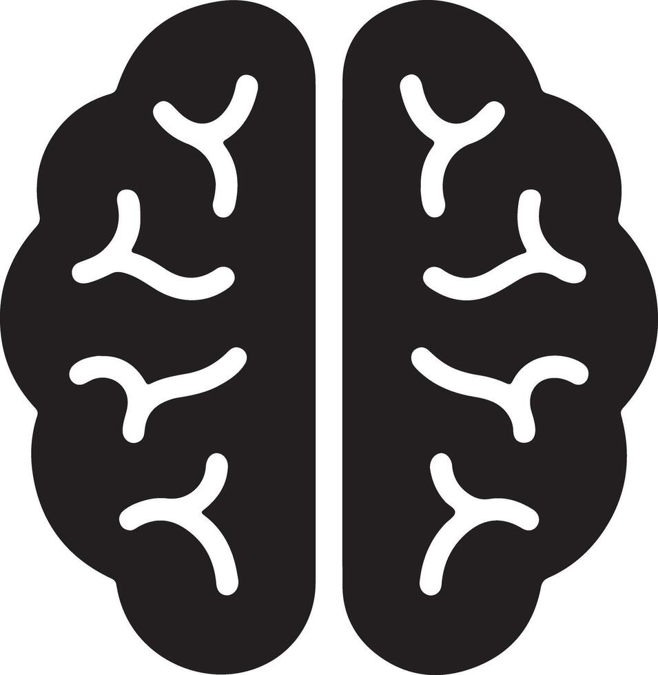 Simple Black Silhouette of a Human Brain Illustrating Intelligence, Cognition, and Thought Processes - Professional digital artwork with vibrant colors and detailed composition vector