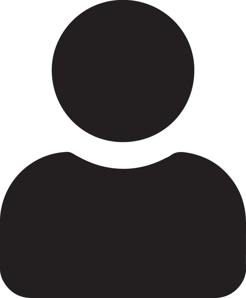 Simple Black Silhouette of a Person Icon Minimalist, Abstract User Profile Symbol for Website Design vector