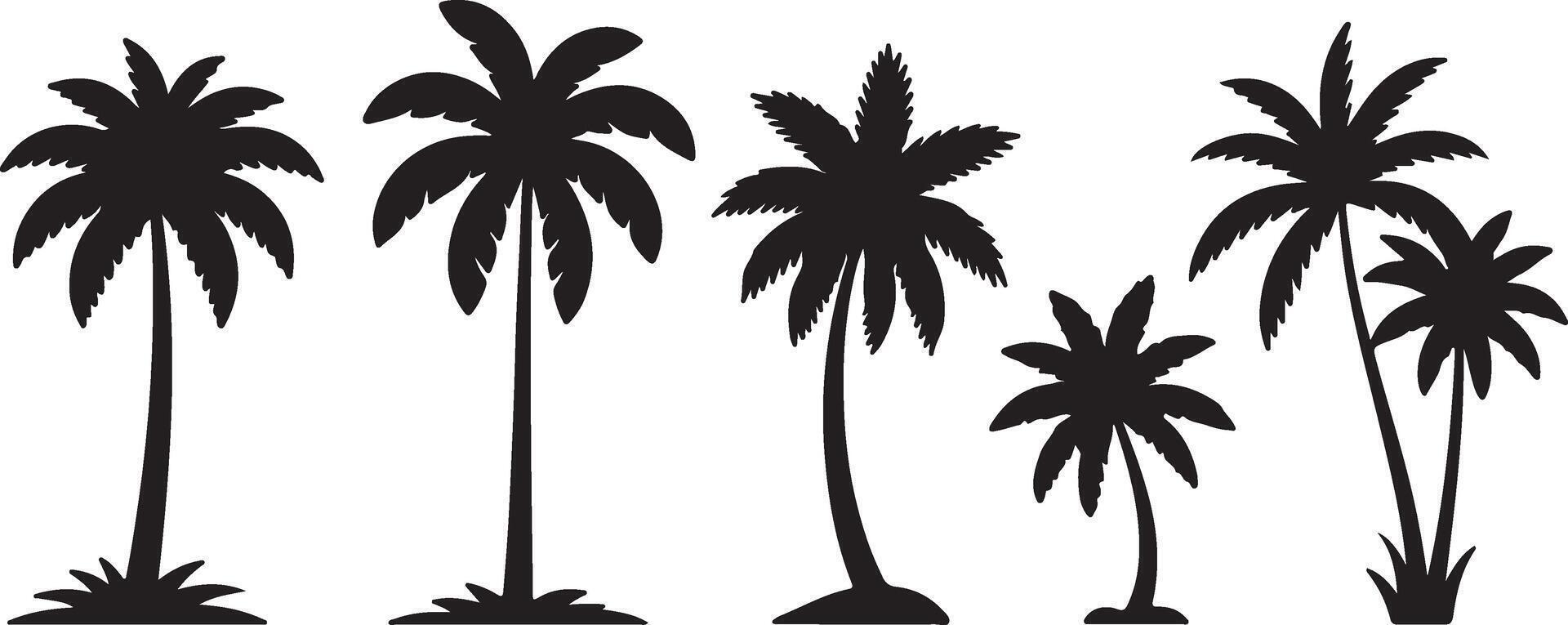 Serene Silhouette of Tropical Palm Trees on a White Background Idyllic Summer Vacation Mood - Professional digital artwork with vibrant colors and detailed composition vector