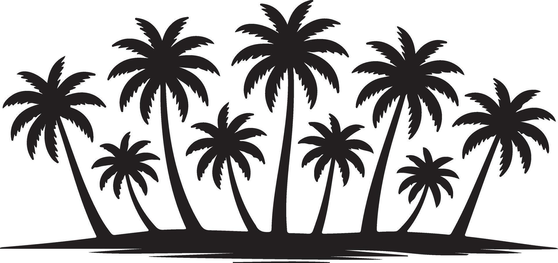 Serene Silhouette of Palm Trees on a Tropical Island at Sunset, Evoking a Peaceful Vacation Mood vector