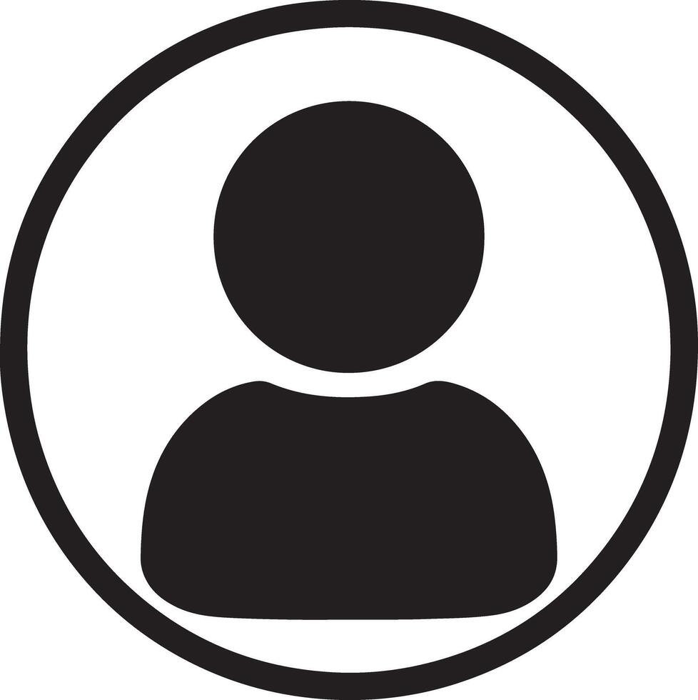 Simple Black Circle Profile Icon Minimalist User Symbol for Website, App, or Social Media Design vector