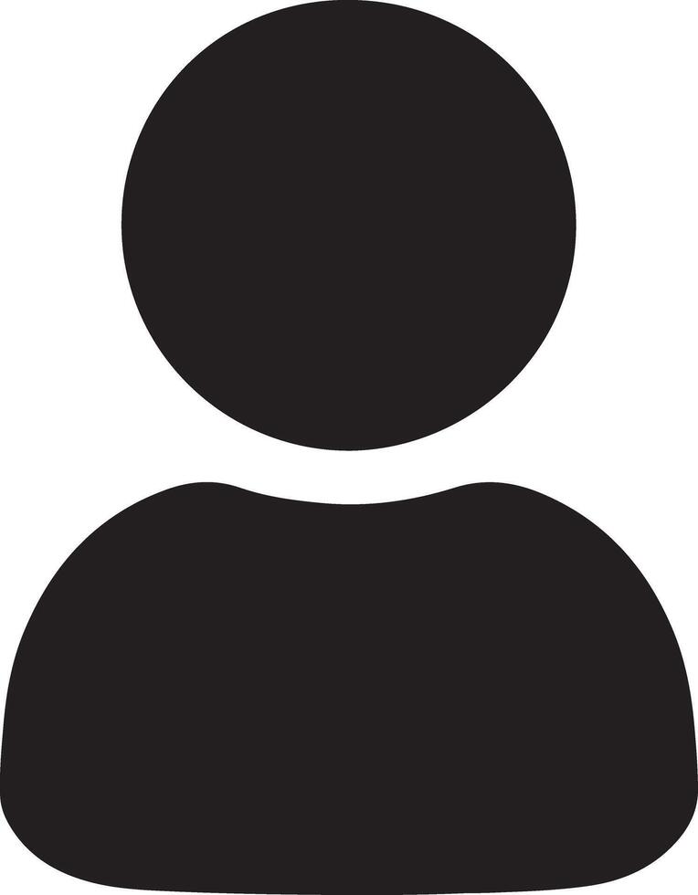 Simple Black Silhouette of a Person Icon, Representing a User Profile, Minimalist Design, Digital Identity, Anonymous Figure, Profile Picture, Flat Design, User Interface, . vector
