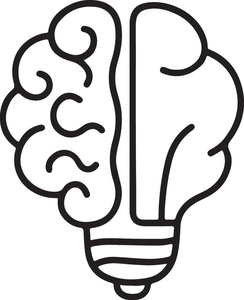 Creative Brainstorming A Lightbulb Shaped Brain Illustration Symbolizing Innovative Ideas and Intellectual Brilliance - Professional digital artwork with vibrant colors and detailed composition vector