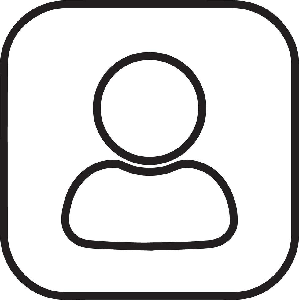 Simple Black Outline Profile Icon in Square Frame Minimalist User Avatar Design for Websites and Apps vector