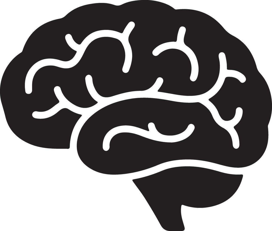 Powerful Silhouette of a Human Brain A Striking Image Representing Intelligence, Cognition, and Thought Processes vector