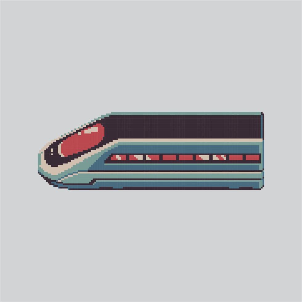 Pixel art illustration Futuristic Train. Pixelated Cyberpunk Train. Futuristic Cyberpunk Train Locomotive Icon pixelated for the pixel art game and icon for website and game. old school retro. vector