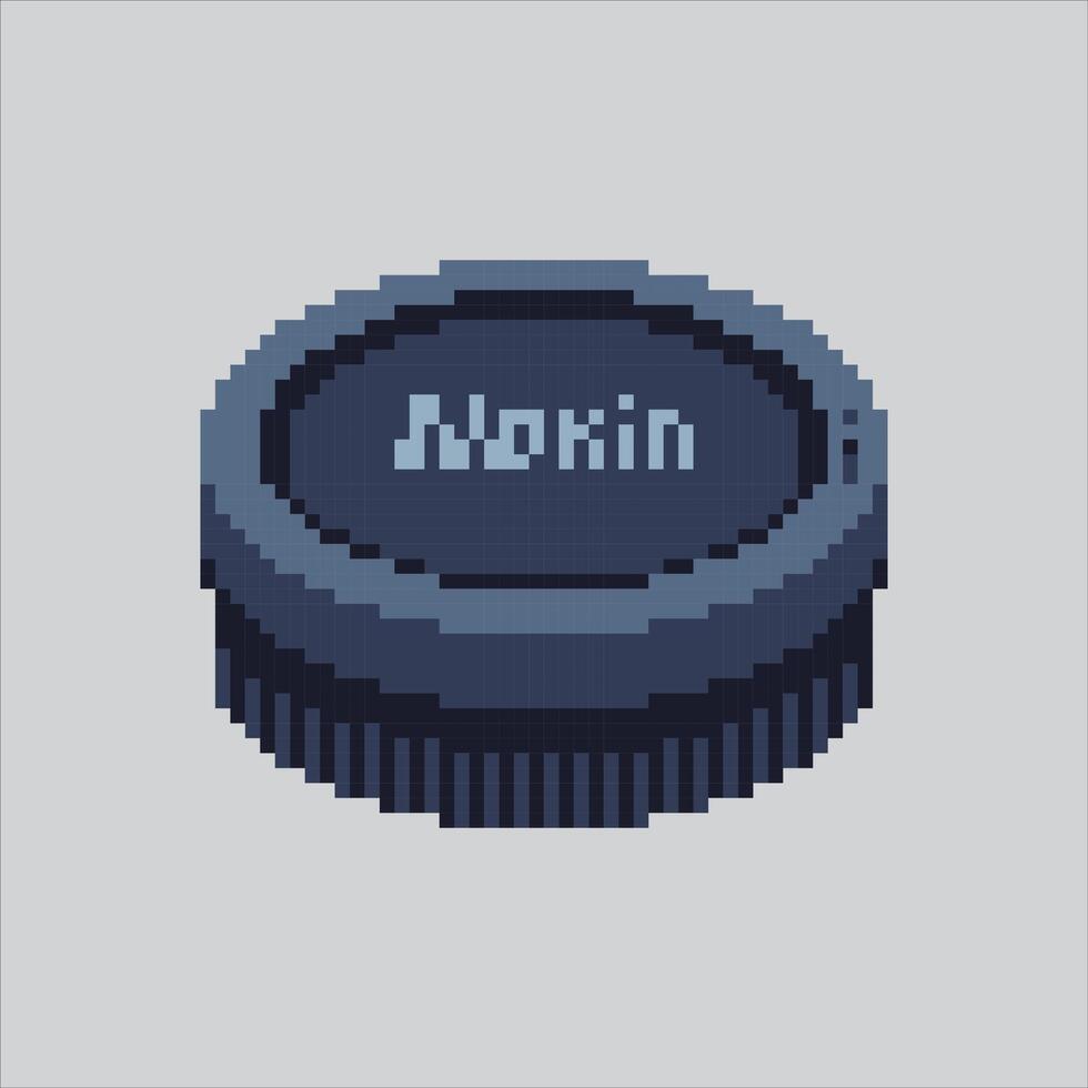 Pixel art illustration Camera Cap. Pixelated Lens Cap. Shutter Camera Lens Cap Icon pixelated for the pixel art game and icon for website and game. old school retro. vector