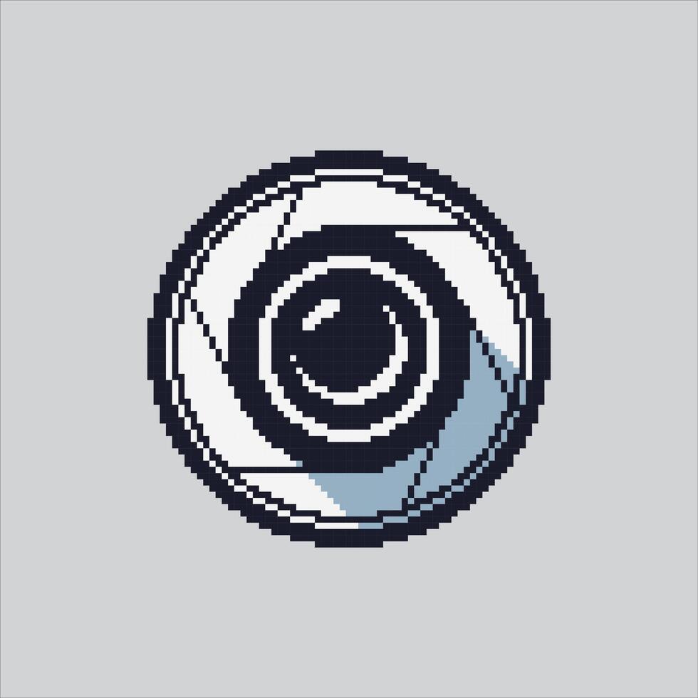 Pixel art Shutter Camera Lens Glass icon Illustration for game design vector