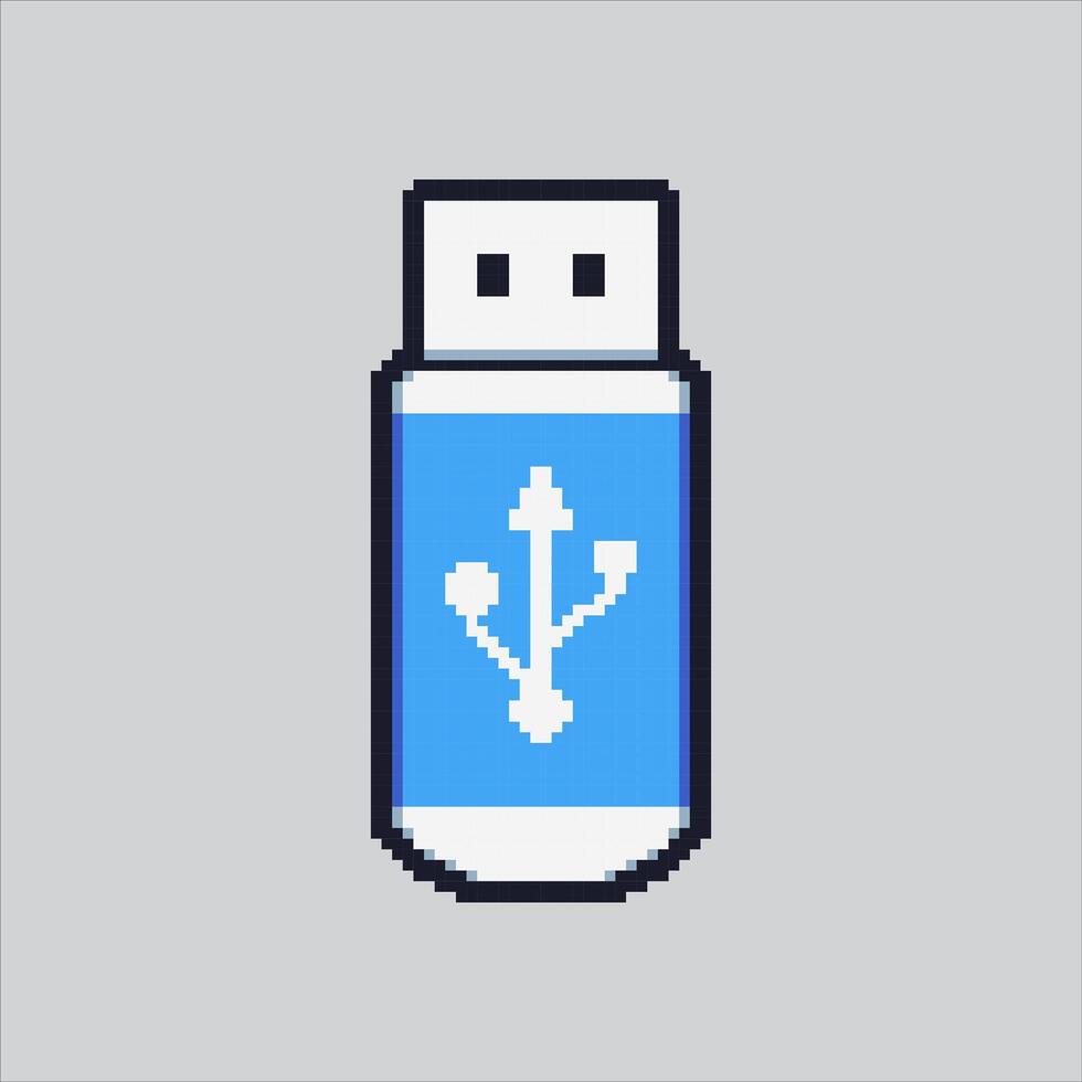 Pixel art usb flashdisk drive Locomotive icon Illustration for game design vector