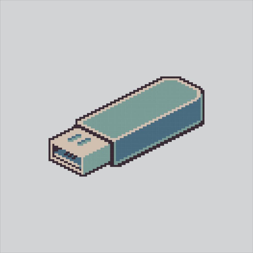 Pixel art illustration Flashdrive usb. Pixelated USB Flashdisk. Usb flashdisk drive Icon pixelated for the pixel art game and icon for website and game. old school retro. vector