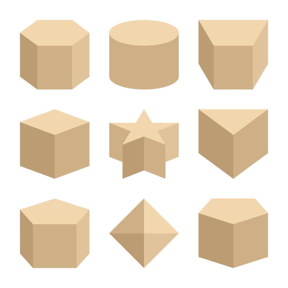 Geometric 3D Shape Elements vector
