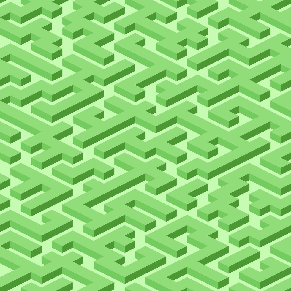 Green Labyrinth Maze Seamless Pattern vector