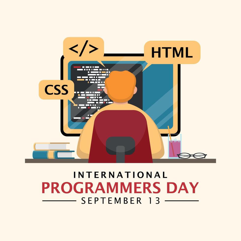 Person coding for International Programmers Day vector