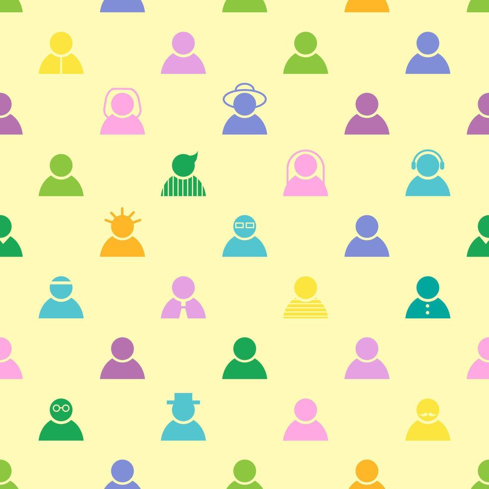 Colorful Seamless Pattern of Diverse Avatars, Texture vector