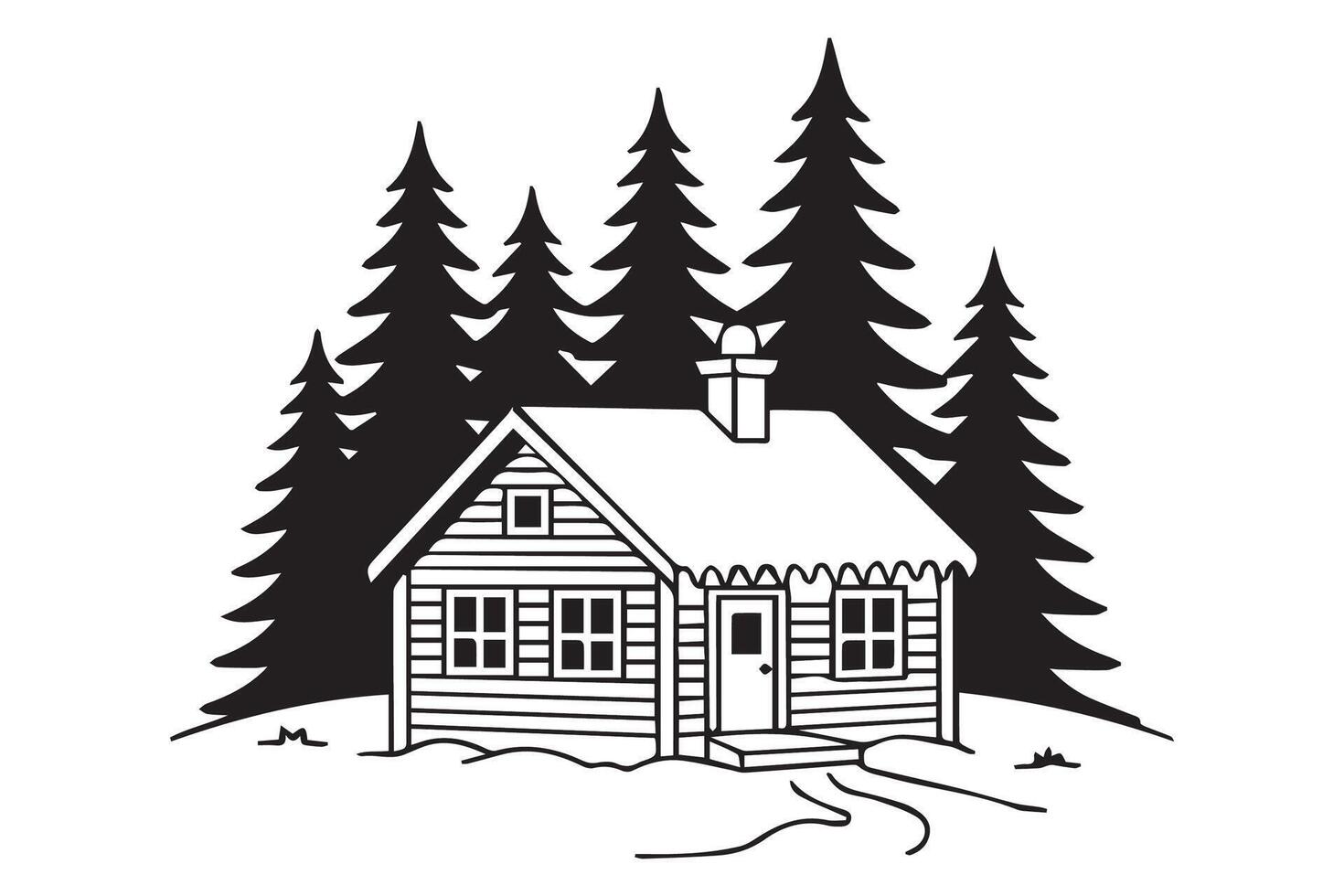 cabin house room illustration vector